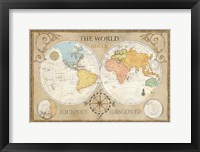 Framed Old World Journey Map Cream