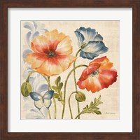 Framed Watercolor Poppies Multi I