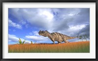 Framed Ceratosaurus Hunting in Prehistoric Grasslands