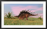 Framed Kentrosaurus Walking across Grasslands