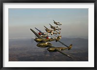 Framed Five Lockheed P-38 Lightnings