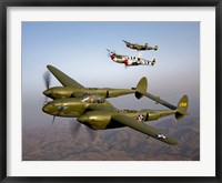 Framed Three Lockheed P-38 Lightnings