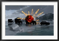 Framed Military Vehicles with a Truck Exploding