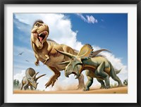 Framed Tyrannosaurus Rex Fighting aTriceratops