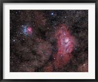 Framed Lagoon Nebula and Trifid Nebula in Sagittarius