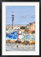 Framed Spain, Catalonia, Barcelona, Park Guell Terrace