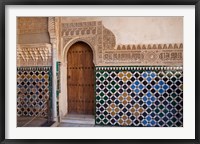 Framed Spain, Andalusia, Alhambra Ornate door and tile of Nazrid Palace