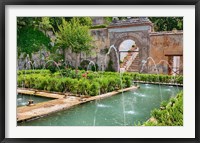 Framed Generalife gardens, Alhambra grounds, Granada, Spain
