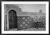 Framed Spain, Andalusia, Alhambra Ornate Door and tile of Nazrid Palace