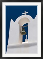 Framed Church Bell Tower against Dark Blue Sky, Santorini, Greece