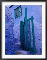 Framed Green Gate on Kalymnos Island, Dodecanese Islands, Greece