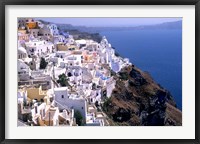 Framed Mountains with Cliffside White Buildings in Santorini, Greece