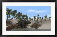 Framed Triceratops Walking along the Shoreline 1