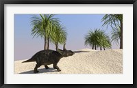 Framed Triceratops Walking in a Tropical Environment 3