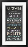 Gemini Character Traits Chalkboard Framed Print