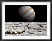 Framed Artist's concept of Jupiter as Seen Across the Icy Surface of its Moon Europa