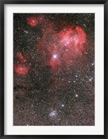 Framed Bat Nebula (IC 2948) and open star cluster NGC 3766, the Pearl Cluster