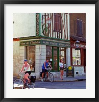 Framed Wine Shop and Cycling Tourists, Chablis, France