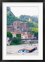 Framed Chateau de Tournon, River Rhone and Pedestrian Bridge M Seguin, Tournon-sur-Rhone, Ardeche, France