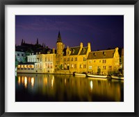 Framed Rozenhoedkaai at Night, Bruges, Belgium