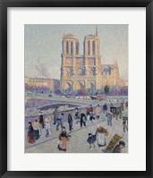 Framed Quai Saint-Michel And Notre-Dame, Paris 1901