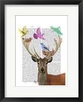 Deer and Birds Nests Pastel Shades Framed Print