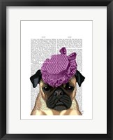 Pug with Vintage Purple Hat Framed Print