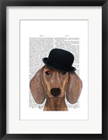 Framed Dachshund with Black Bowler Hat