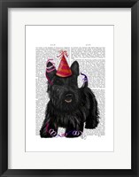Scottish Terrier and Party Hat Framed Print