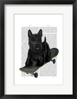 Scottish Terrier and Skateboard Framed Print