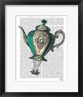 Flying Teapot 1 Green and Yellow Framed Print