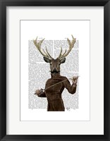 Fencing Deer Portrait Framed Print