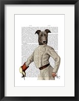Greyhound Fencer in Cream Portrait Framed Print