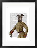 Greyhound Fencer Dark Portrait Framed Print