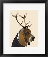 Basset Hound and Antlers II Framed Print