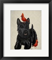 Framed Scottie Dog and Red Birds