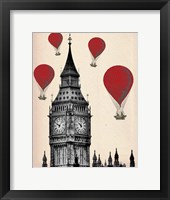 Framed Big Ben and Red Hot Air Balloons