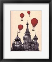 Framed St Basil's Cathedral and Red Hot Air Balloons