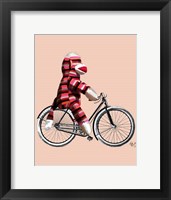 Sock Monkey on Bicycle Framed Print