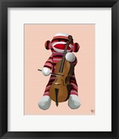 Sock Monkey and Cello Framed Print