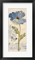Watercolor Poppies Blue Panel II Framed Print