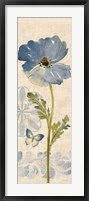 Watercolor Poppies Blue Panel II Framed Print