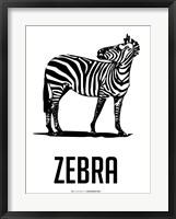 Zebra Black Framed Print