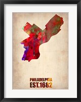 Framed Philadelphia Watercolor Map