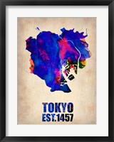 Framed Tokyo Watercolor Map 1