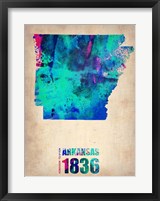 Framed Arkansas Watercolor Map