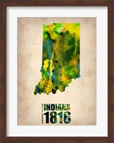 Framed Indiana Watercolor Map