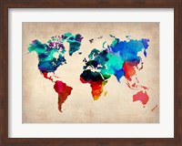 Framed World Watercolor Map 1