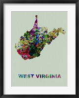 Framed West Virginia Color Splatter Map