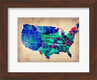 Framed USA Watercolor Map 3